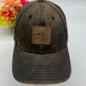 Gettysburg National Military Park Brown Leather Baseball Hat Adjustable. HT3842B